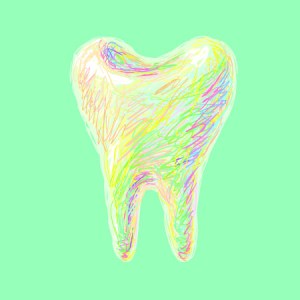 Drawn Image of a tooth with a green background