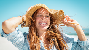 Redhead woman All smiles during a summer vacation