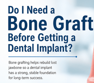 Bone grafting educational graphic with digital model representation and step by step process